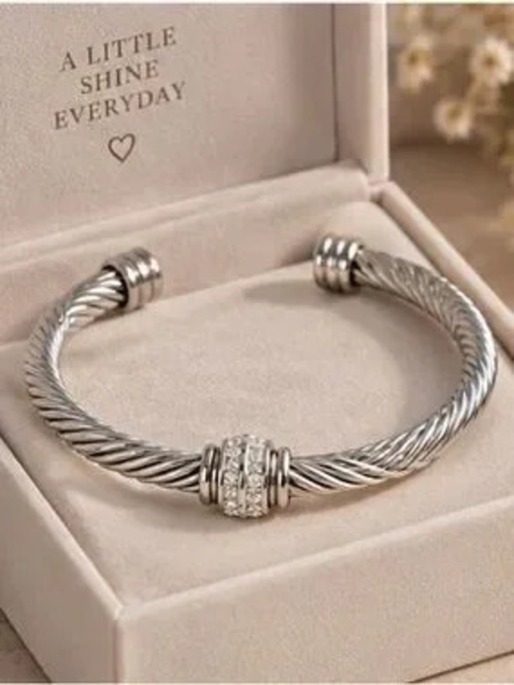 Elise Pave Crystal Cable Cuff Bracelet in Silver